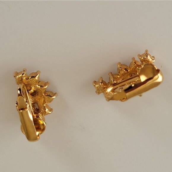 Earrings 𝅺Vintage Gold Tone Crystal Clip On Earrings #0129 - Picture 6 of 8